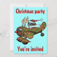 Funny Santa pilot Christmas party invitation card