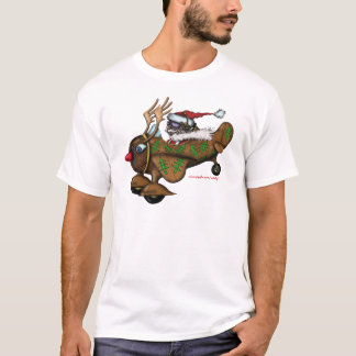 Funny Santa pilot on Rudolph plane t-shirt design