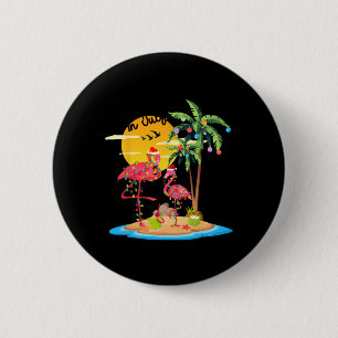 Funny Santa Pink Flamingo Palm Tree Christmas In J 6 Cm Round Badge