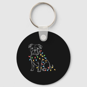 Funny Santa Pitbull Christmas Lights Pitbull Dog L Key Ring