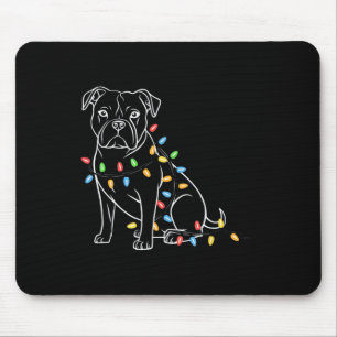 Funny Santa Pitbull Christmas Lights Pitbull Dog L Mouse Pad