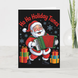 Funny Santa Playing Accordion Holiday Chrismas Xma Card