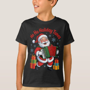 Funny Santa Playing Accordion Holiday Chrismas Xma T-Shirt