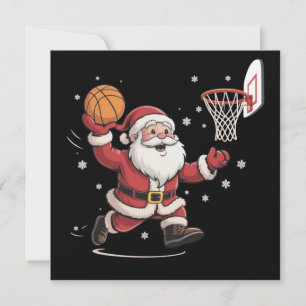 Funny Santa Playing Basketball Christmas Gift Xmas Holiday Card