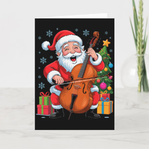 Funny Santa Playing Cello Holiday Chrismas Xmas Pa Card