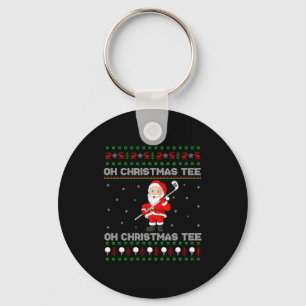 Funny Santa Playing Golf Srts Christmas  Key Ring