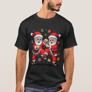 Funny Santa Playing Karate Martial Art Christmas X T-Shirt
