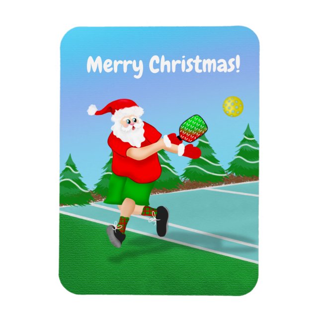 Funny Santa Playing Pickleball Merry Christmas Magnet (Vertical)