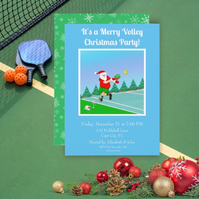Funny Santa Playing Pickleball Merry Volley Xmas I Invitation (Creator Uploaded)