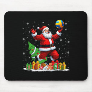Funny Santa Playing Volleyball Christmas Lights Xm Mouse Pad