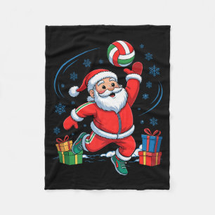 Funny Santa Playing Volleyball Holiday Christmas X Fleece Blanket