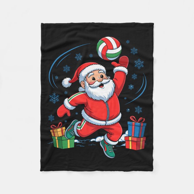Funny Santa Playing Volleyball Holiday Christmas X Fleece Blanket (Front)