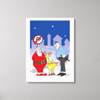 Funny Santa Police Officer Cartoon Canvas Print