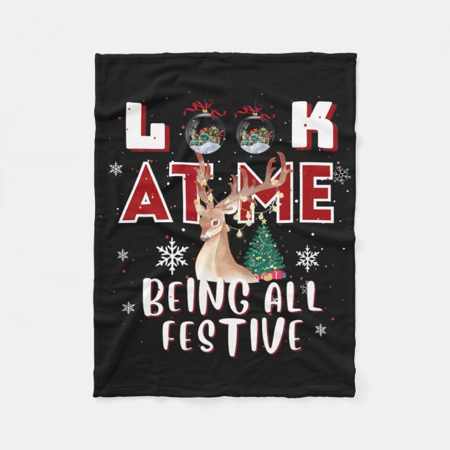 Funny Santa Pooping Down Chimney Xmas Tee Christma Fleece Blanket (Front)