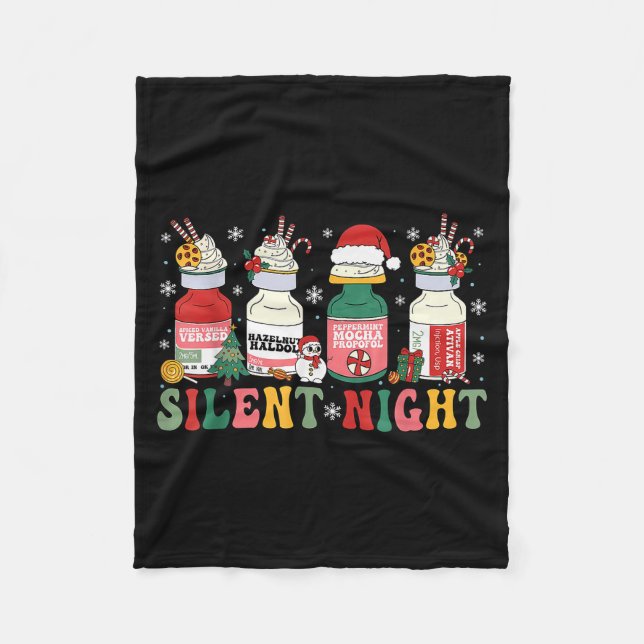 Funny Santa Profol Silent Night Icu Nurses Merry C Fleece Blanket (Front)