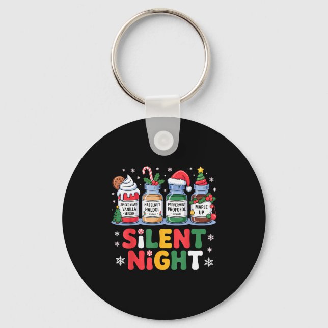 Funny Santa Profol Silent Night Icu Nurses Merry C Key Ring (Front)