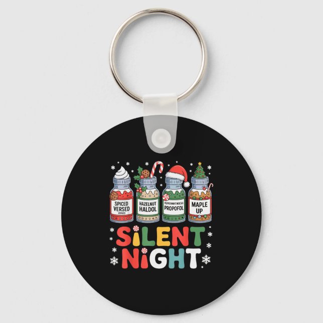Funny Santa Profol Silent Night Icu Nurses Merry C Key Ring (Front)