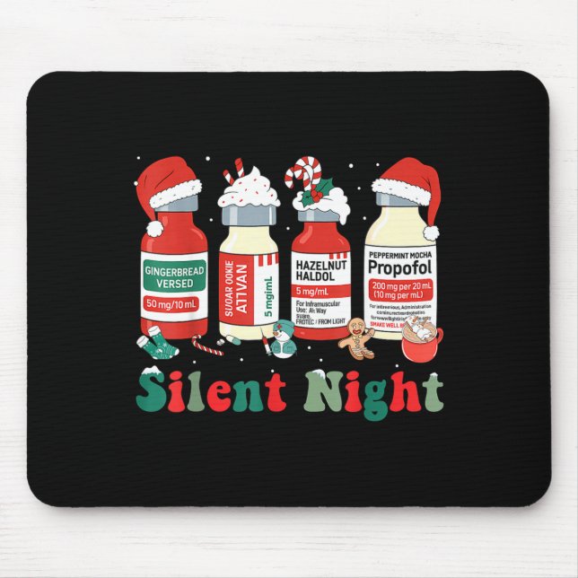 Funny Santa Profol Silent Night Icu Nurses Merry C Mouse Pad (Front)