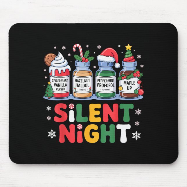 Funny Santa Profol Silent Night Icu Nurses Merry C Mouse Pad (Front)