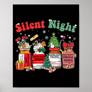 Funny Santa Profol Silent Night Icu Nurses Merry C Poster