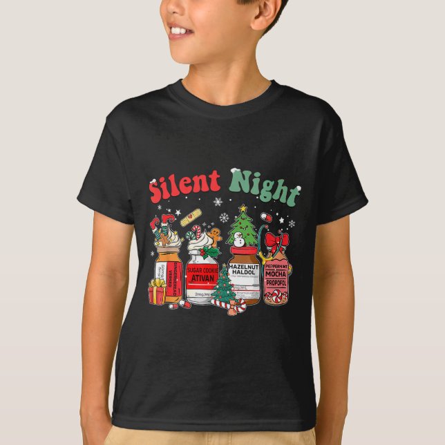 Funny Santa Profol Silent Night Icu Nurses Merry C T-Shirt (Front)