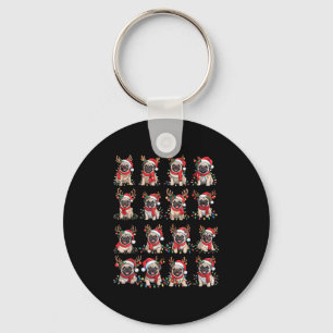 Funny Santa Pugs Christmas Xmas For Women Men Key Ring