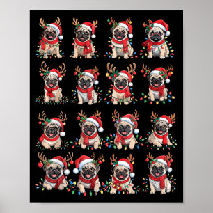 Funny Santa Pugs Christmas Xmas For Women Men  Poster
