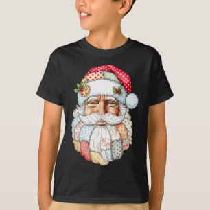 Funny Santa Quilt Christmas Graphic For Men Women T-Shirt