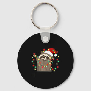 Funny Santa Racoon Overstimulated But Festive Xmas Key Ring