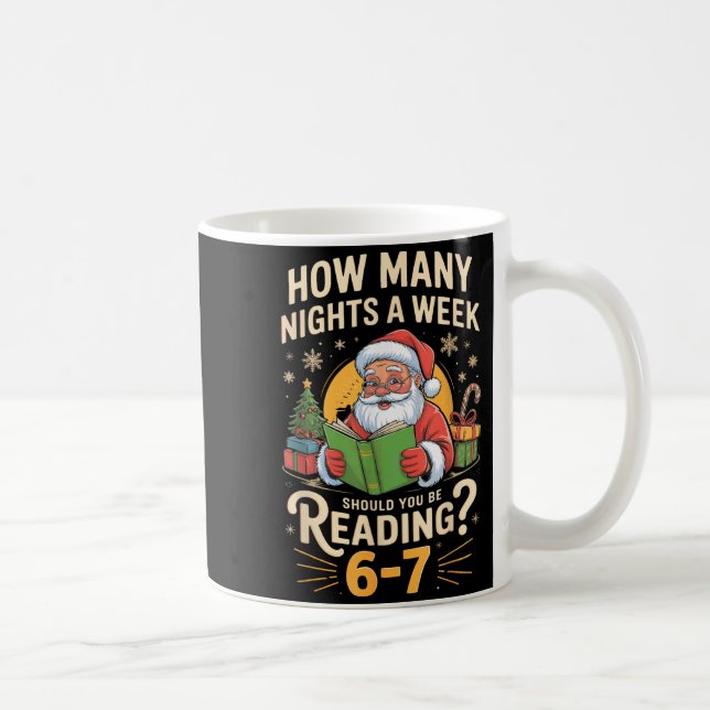 Funny Santa Reading 67 Meme Tee Christmas Teacher  Coffee Mug (Right)