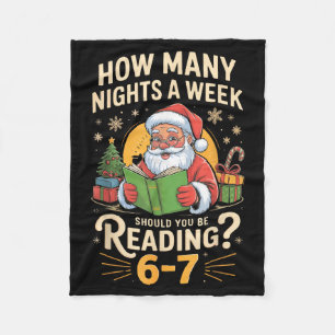 Funny Santa Reading 67 Meme Tee Christmas Teacher  Fleece Blanket