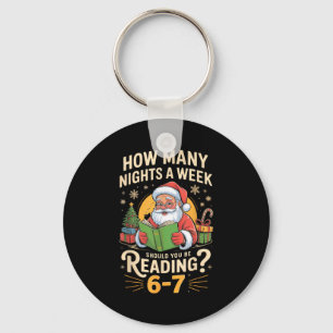 Funny Santa Reading 67 Meme Tee Christmas Teacher Key Ring