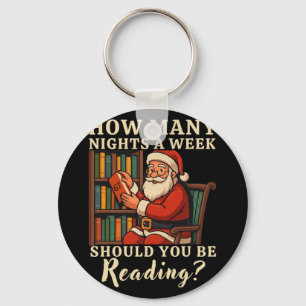 Funny Santa Reading 67 Meme Tee Christmas Teacher  Key Ring