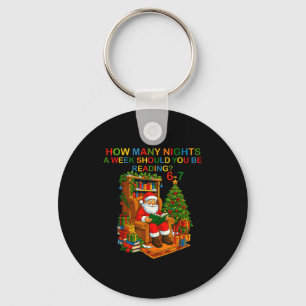 Funny Santa Reading 67 Meme Tee Christmas Teacher Key Ring