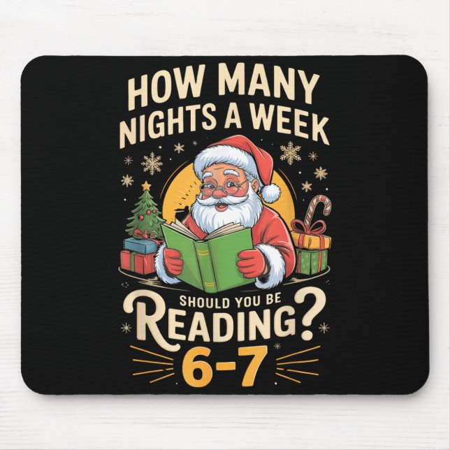 Funny Santa Reading 67 Meme Tee Christmas Teacher  Mouse Pad (Front)