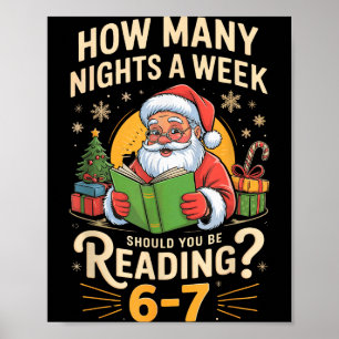 Funny Santa Reading 67 Meme Tee Christmas Teacher Poster