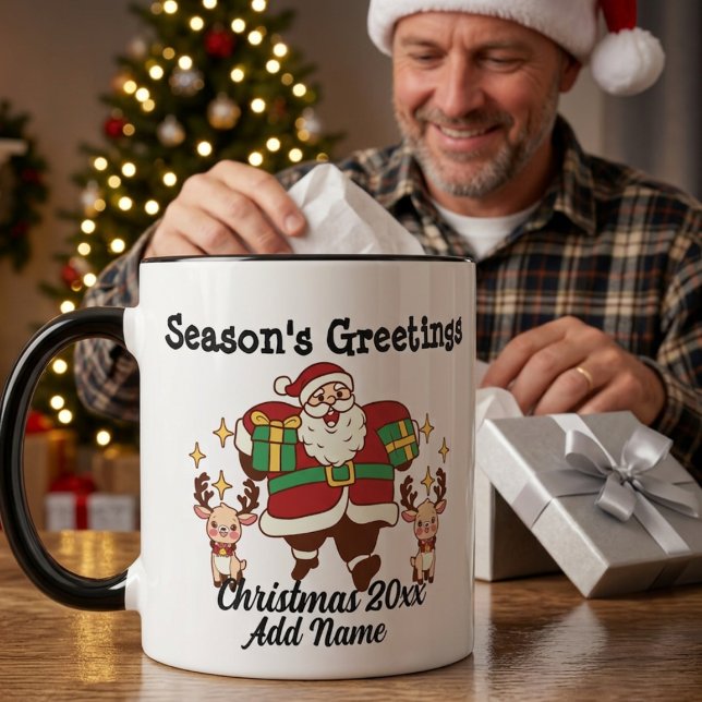  Funny Santa Red & Gold  Personalise Mug (Creator Uploaded)
