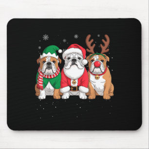 Funny Santa Reindeer English Bulldog Dog Women Men Mouse Pad