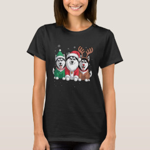 Funny Santa Reindeer Siberian Husky Dog Women Men T-Shirt