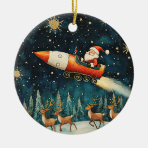 Funny Santa Retro Christmas Eve Ceramic Tree Decoration