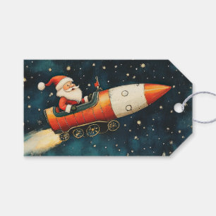 Funny Santa Retro Christmas Eve Gift Tags