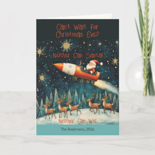 Funny Santa Retro Christmas Eve Holiday Card