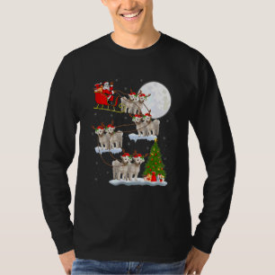 Funny Santa Riding Bichon Frise Moon Christmas Lig T-Shirt