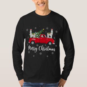 Funny Santa Riding Christmas Tree Truck Alpaca Chr T-Shirt