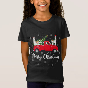 Funny Santa Riding Christmas Tree Truck Alpaca Chr T-Shirt