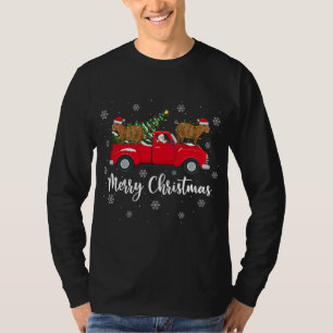 Funny Santa Riding Christmas Tree Truck Capybara C T-Shirt