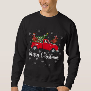 Funny Santa Riding Christmas Tree Truck Cardinal C Sweatshirt