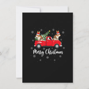 Funny Santa Riding Christmas Tree Truck Rabbit Chr Invitation