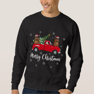 Funny Santa Riding Christmas Tree Truck Wombat Chr Sweatshirt