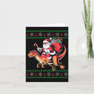 Funny Santa Riding Dinosaur Animal Ugly Christmas Card